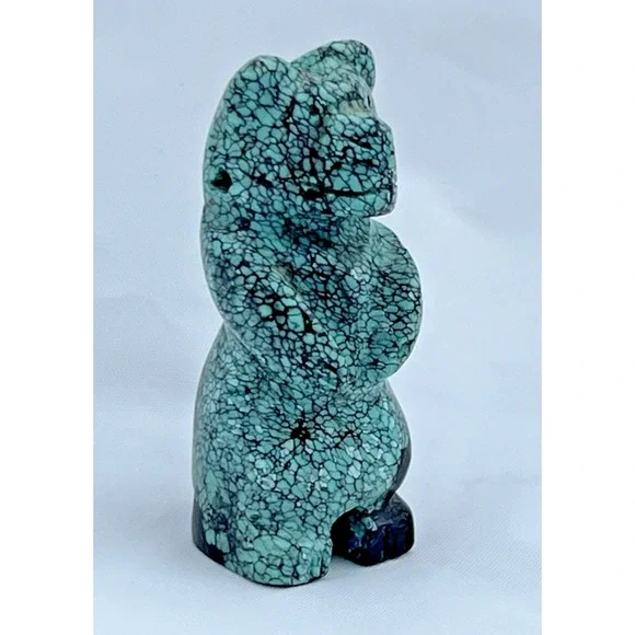 Natural Turquoise Smooth Round Beads 10mm 68 Beads + Zuni Carved Bear - Picture 10 of 12